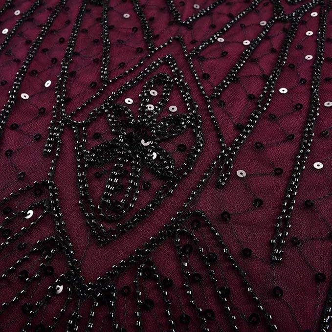 Women Vintage 1920s Gatsby Flapper Evening Party Dress V Neck Art Deco Sequins Mermaid Hem Cocktail Formal Long Maxi Gown