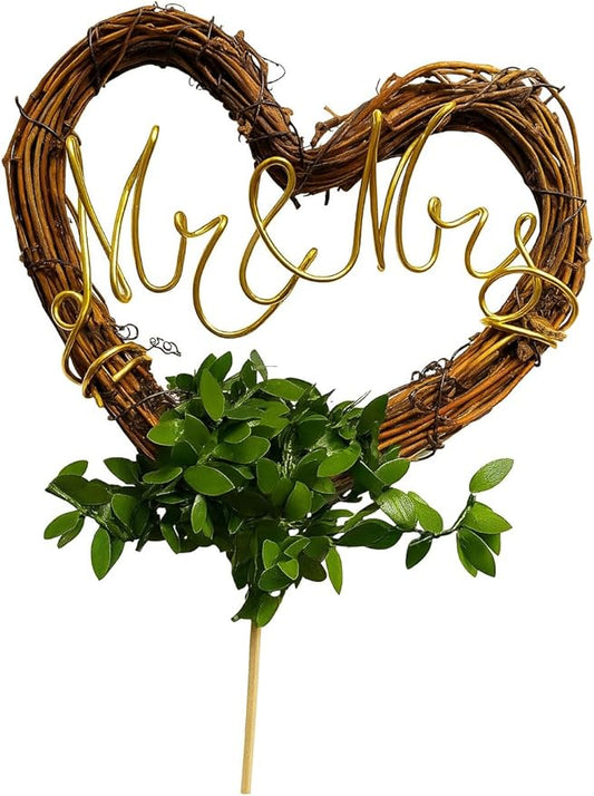 Mr & Mrs Wedding Cake Topper for Rustic Reception Forest Theme