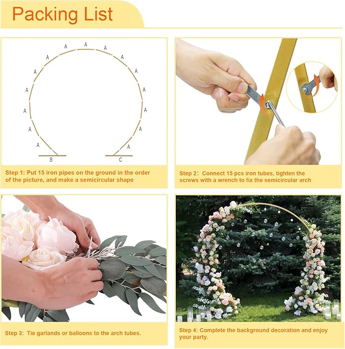 Chamvis Round Backdrop Stand, Arch Backdrop Stand Metal Balloon Arch Stand Wedding Arch Photo Background: for Wedding Baby Shower Birthday Party Supplies Decorations