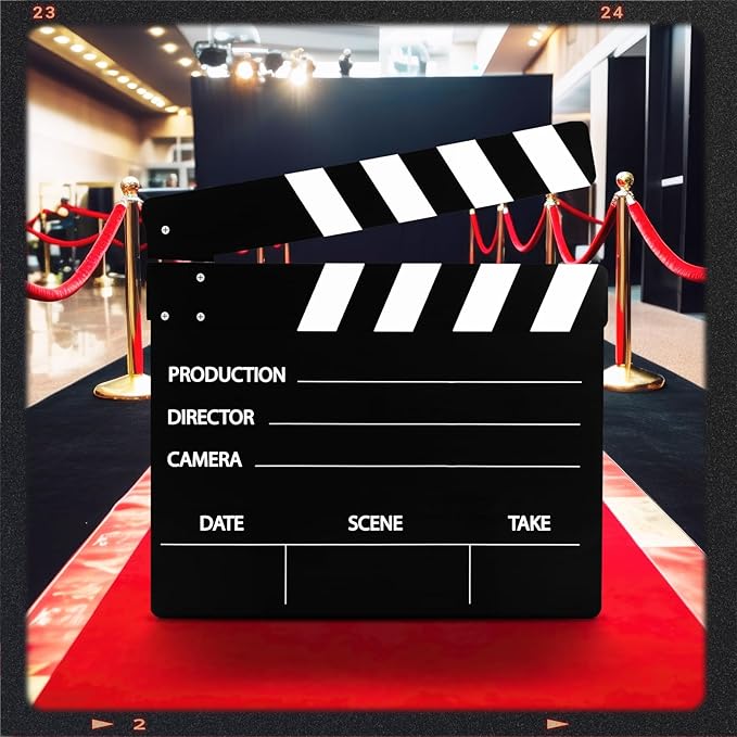 Vicenpal 47.2 x 45.3 Inches Movie Film Clapboard Jumbo Plastic Clapper Board Movie Theme Party Decorations Directors Photography Studio Video TV Clapper Board Theater Props Decor for Photo Prop