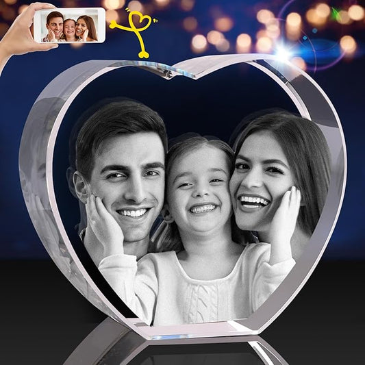 3D Crystal Photo, Personalized Valentine’s Day Gift for Her and Wife. Custom Crystal Picture Gifts for Him, Husband, Anniversary and Birthday. Romantic Photo Keepsake (Heart)