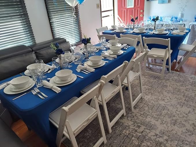 FORLIFE 6Pack Spandex Table Covers 6ft，Fitted Tablecloth for 6ft Rectangular Tables, Stretch Patio Table Covers, Universal Spandex Table Cover for Wedding, Banquet, Party - Royal Blue