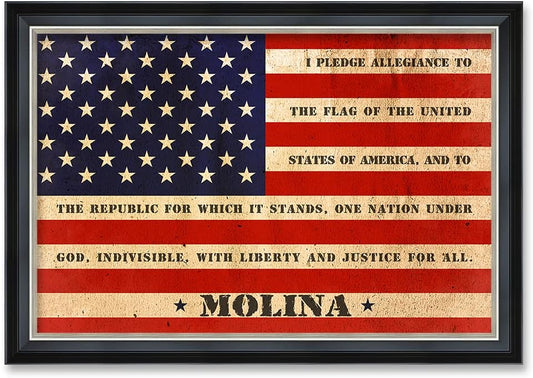 IPIC - American Flag, Personalized Ideal Gift Custom Framed Wall Art with Names and Date, Giclee Prints with Solid Wood Frame, Unique and Memorable Present. Wall Art for Home Decor.