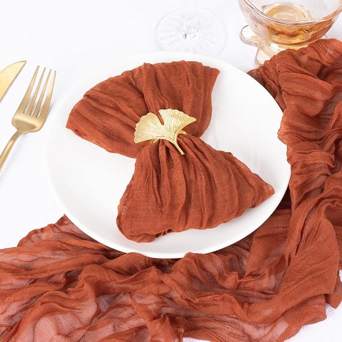 100 Pack Terracotta Cheesecloth Napkins Burnt Orange Spring Cloth Napkins Set of 100 Dinner Napkins Bulk 21x21 Inches for Wedding Bridal Shower Baby Shower Valentine's Day
