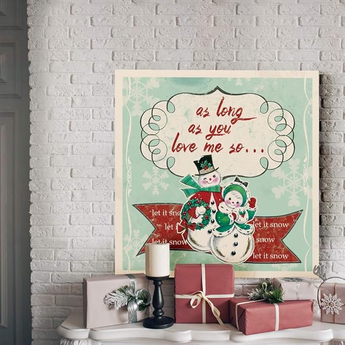 Renditions Gallery Let it Snow Couple Wall Art, Christmas & Winter Artwork, Cute Pair of Snowmen Holiday Decor, Premium Gallery Wrapped Canvas, Ready to Hang, 32 in H x 32 in W, Made in America