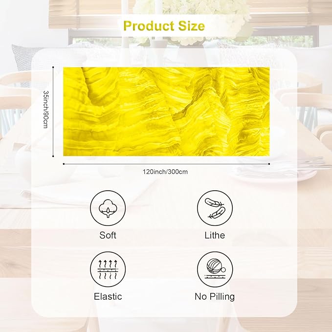 10 Pack Yellow Cheesecloth Table Runner 35x120 Inch 10Ft Rustic Gauze Cheese Cloth Table Runner Sheer Cheesecloth Table Runners for Wedding Party Bridal Shower Decoration