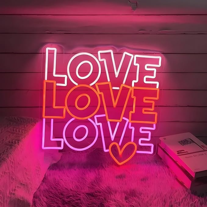 Love Neon Sign - 5-Level Dimmable USB Valentine's Day Decor & Pink Neon Signs, Ideal for Weddings, Parties, Shop Walls, Teen Girl Bedroom Wall Art