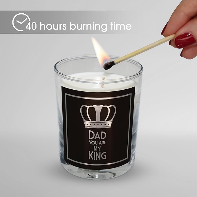 CharmLab Candle - Gift for Dad from Daughter or Son, Luxury Wood & Spice Sandal Scented Glass Jar Candle with Gift Box, 12 oz, Natural Bio Wax, 40Hr Burn, Perfect for Father’s Day, Birthday, Christmas