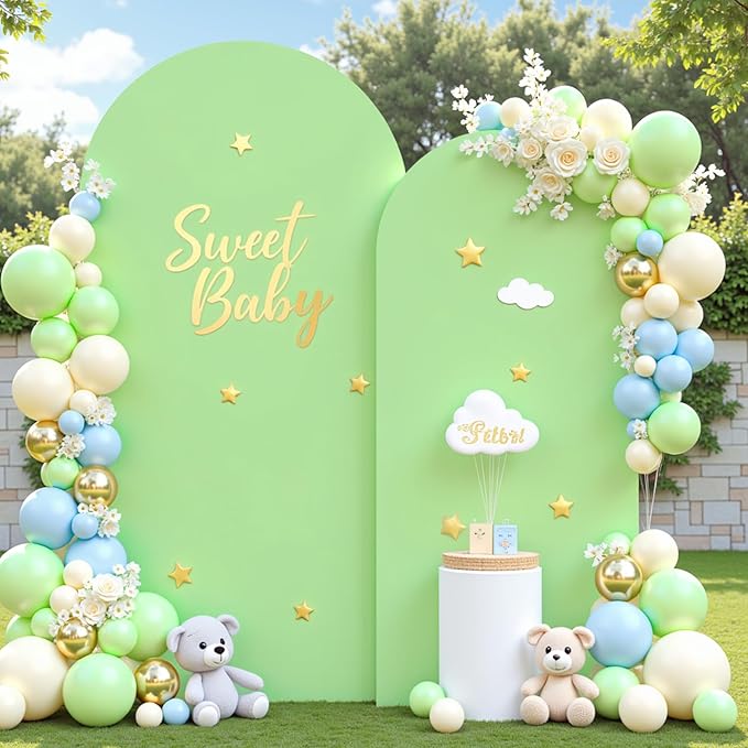 Sage Green Arch Backdrop Cover Set of 2 Spandex 7.2 and 6ft Arch Covers Stretchy Backdrop Birthday Party Arch Stand Covers for Baby Shower Wedding Bridal Shower Banquet Photo Background Decorations
