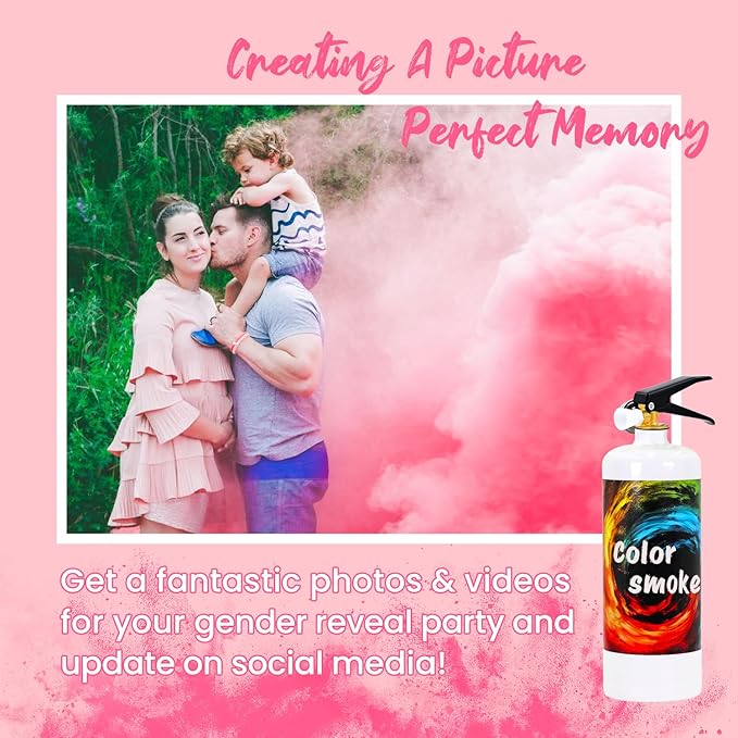 Gender Reveal Fire Extinguisher Large Gender Reveal Smoke 2 Pack Pink Powder for Gender Reveal Party Ideas 2 Pink Smoke for Gender Reveal Boy or Girl Fire Extinguishers Baby Gender Reveal