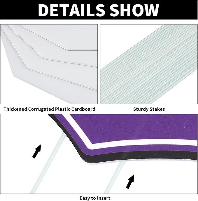 Aneco Waterproof 2026 Grad Yard Signs Plastic Graduation Yard Signs Party Outdoor Lawn Decorations 16 Inches Glitter Congrats Grad Lawn Sign with Stakes for Outdoor Party Garden Decor (Purple)