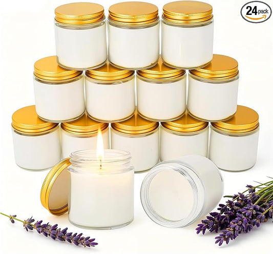 24 PCS 4oz White Soy Wax Candles, Lavender Scented Candle Gift Set, Bulk Wedding Party Favors for Birthday, Anniversary, Housewarming, Corporate Events | Relaxing Aromatherapy Home Decor.