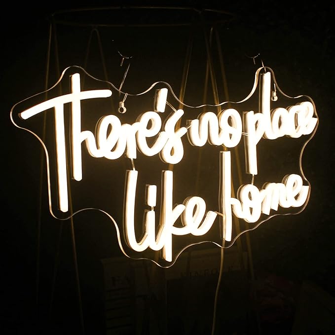 Lucunstar There‘s No Place Like Home Neon Sign For Room Warm White Led Sign USB Powered Neon Light for Wall Decor Light Up Signs for Wedding Party Bedroom Home Decor