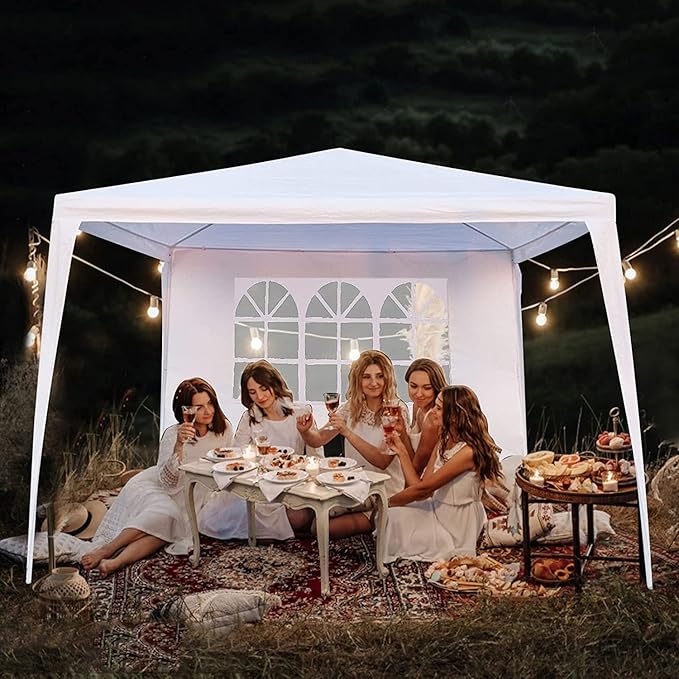 Party Tent, Tents for Parties, Outdoor Wedding Tent Birthday Tent Event Tent Patio Gazebo Carport Canopy Shade, Canopy Tent with Removable Sidewalls & Transparent Window (10'x10'/3 Sidewalls White)