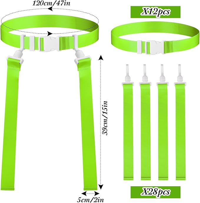 Peryiter 2/12/24/36 Player Flag Football Belt, Adjustable Football Belts and Flags for Kids Youth Adult Sport Team Training