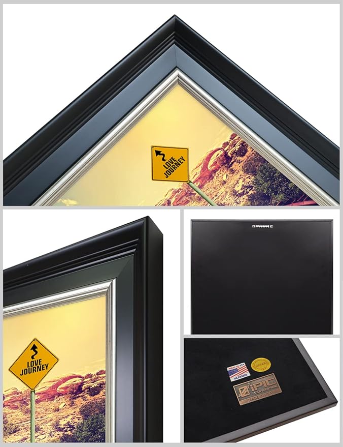 IPIC - Love Journey Personalized Framed Wall Art with Names and Date on, Giclee Prints Framed with Solid Wood, Custom Memorial Gifts for Wedding Anniversary. Total Size: 27.25" W x 19.25" H