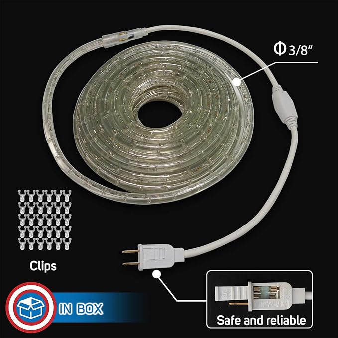 Russell Decor LED Rope Lights Festival Holiday Party Seasonal Christmas Decoration 30ft - 200ft Customized Available (Blue, 30)