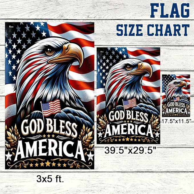 FLAGWIX American Flag - Patriotic Eagle God Bless America Flag MLN2548F, House Flag (29.5" x 39.5") - USA Flags Premium Polyester - Decorative Indoor Outdoor Flag