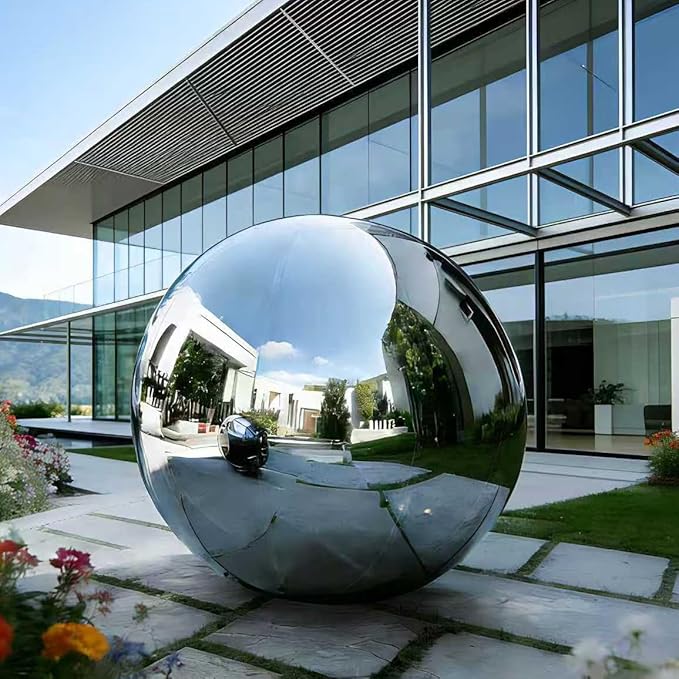 Inflatable Mirror Ball Shiny Balls Large Hanging & Standing PVC Disco Bubble Balloon For Christmas, Birthday, Party, Wedding, Decoration, Other Events (Silver, 1 Pcs 47.2in Without Pump)