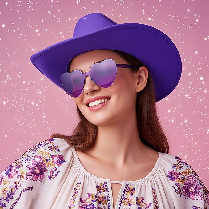 Haysandy 24 Pcs Sparkly Party Hats with Rimless Heart Sunglasses Fun Colorful Party Hats Goggles for Women Men