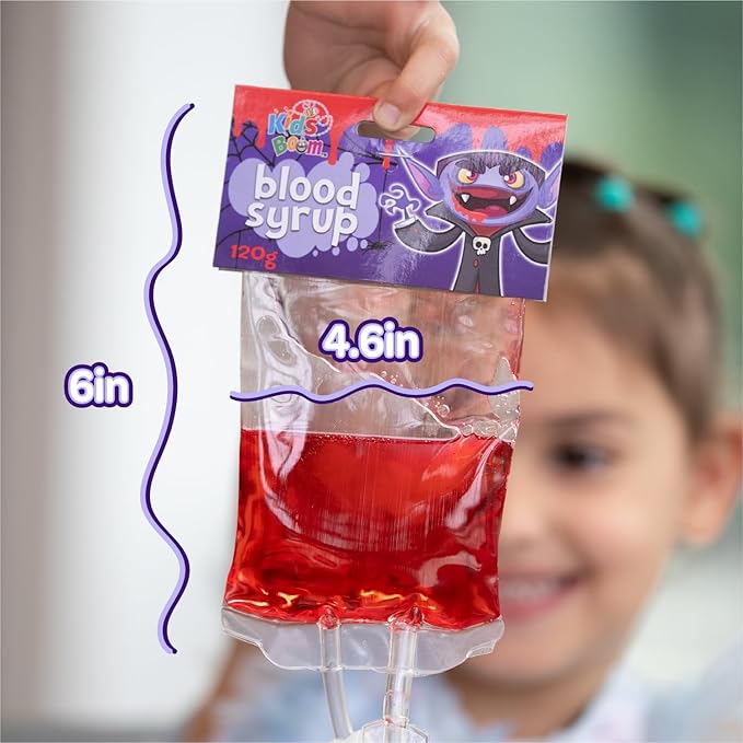 Edible Fake Blood for Drinks - Vampire Accessories- 12 Pack Halloween Blood Bags for Drinks, Spooky Party Decorations & Vampire Decorations