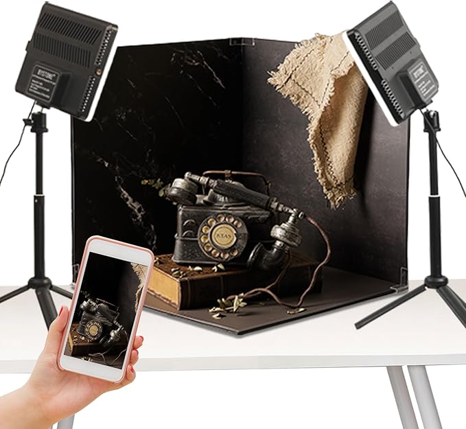 Upgrade Light Box Photography,Portable Photo Studio 16x16 inch Professional Shooting Tent Kit with 288pcs LED Lights 15 HD Backdrops Paper for Food and Small Product Photography Props