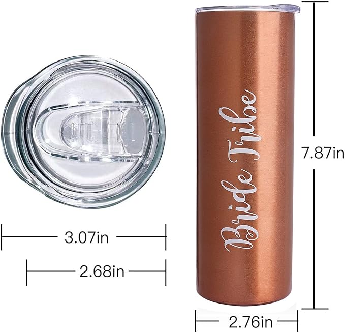 10 Pack Bride to Be Skinny Tumbler | 20 oz Bride Tribe Stainless Steel Wine Tumblers | Engagement Wedding Gifts Bridesmaids Mugs Bachelorette Party Supplies & Games
