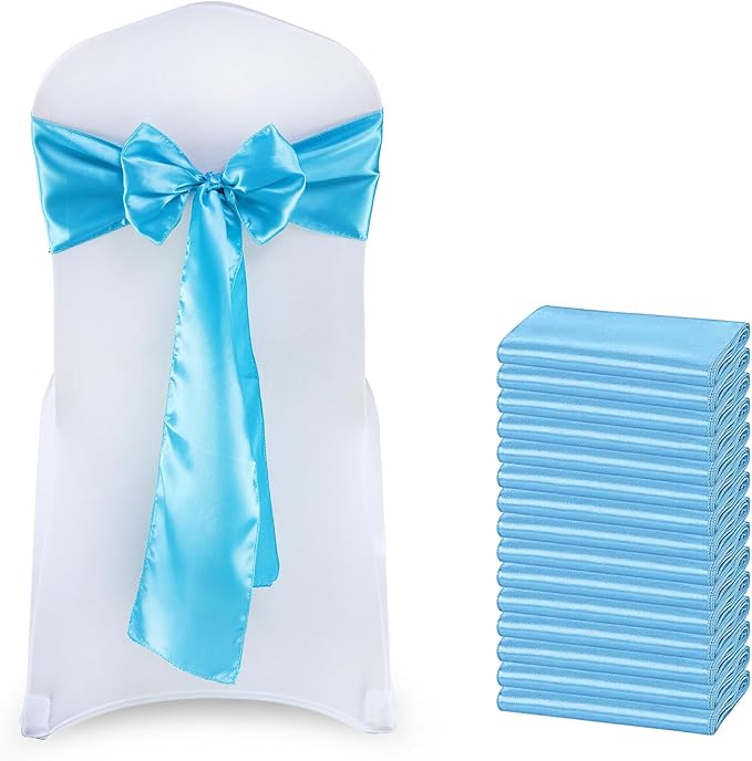 VDS Satin Chair Sashes Chair Cover Back Tie Sateen Bows Ribbon for Wedding Birthday Graduation Engagement Ceremony Event Party Banquet Venue Hotel All Dining Chair Decoration (250PC) (Turquoise)