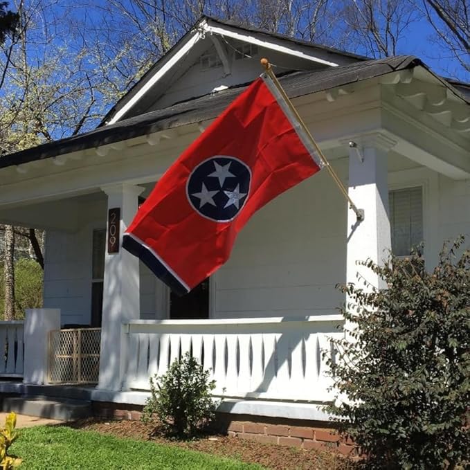 Tennessee State Flag 3x5 Ft, Deluxe Embroidered Heavy Duty Polyester Durable TN Outside Flags, Indoor/Outdoor, Sewn Stripes and Brass Grommets