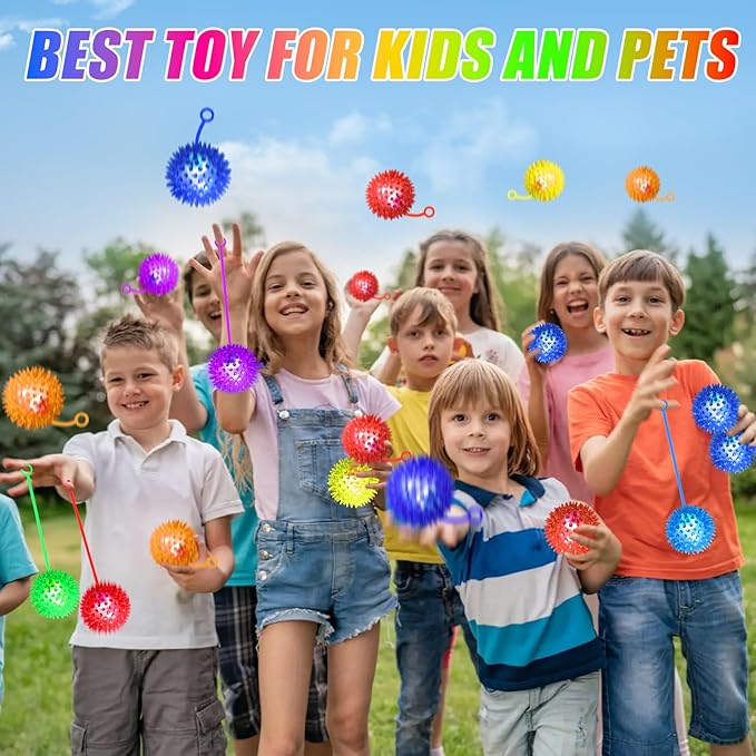 100PCS Light Up LED Bouncy Balls for Toddlers 1-3 Years - Flashing Sensory Toys, Child-Safe Rubber Ball with 6 Colors, Bulk Party Favors & Carnival Prizes for Kids, Stress Relief Toys for Adults