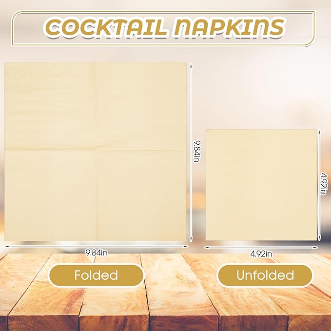Henoyso 1000 Pack 2 Ply Brown Cocktail Napkins Bulk 9.8'' x 9.8'' Disposable Bamboo Dinner Beverage Paper Napkins for Wedding Bar Party Birthday Cocktail Holiday Elegant Restaurant Event