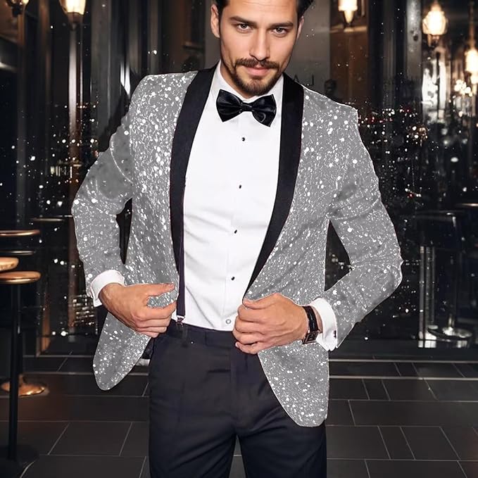 High-End Suits Sequins Men Tuxedo Sparkly Shawl Lapel Homecoming Suit Glitter 2 Pieces Party Prom Festival Blazer Pants
