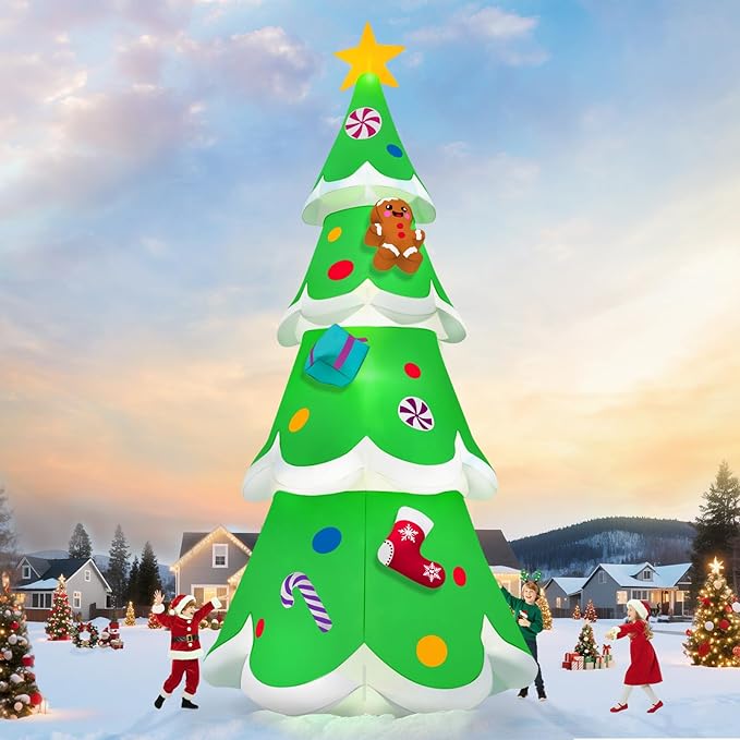 20FT Christmas Tree Inflatable with LED Light, Kalolary Giant Christmas Yard Inflatables Outdoor Xmas Blow-Up Outdoor Decoration for Holiday Party Courtyard Lawn Shopping Mall Street