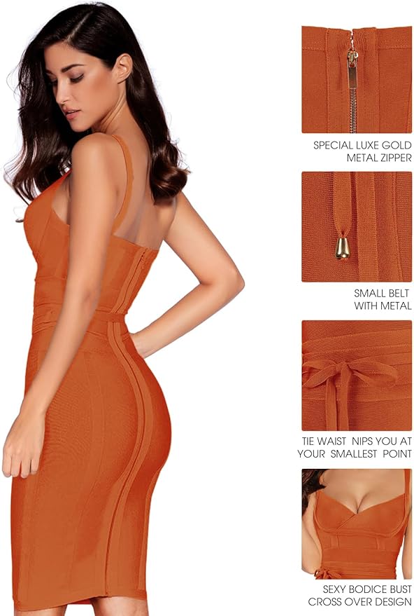 meilun Womens Rayon Belt Detail Bandage Bodycon Party Dress