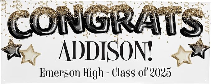 Let's Make Memories Personalized Graduation Banner - Graduation Party Decorations - Customized Congratulations Photo Banner - Class of 2025 - Indoor/Outdoor Vinyl - Fly High - 10 ft.