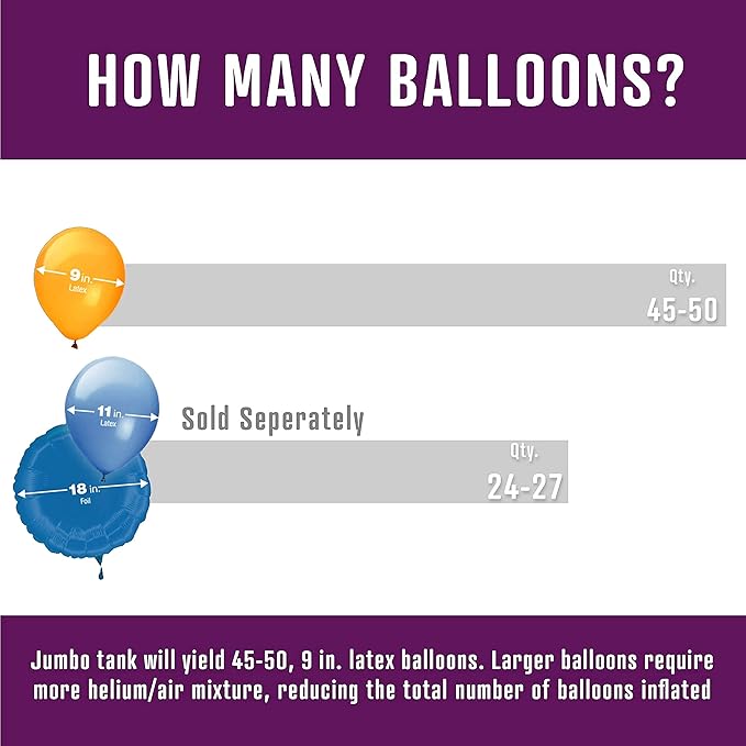 Helium Tank for Balloons At Home, 50 Balloons and White Ribbon, 12 Black Balloon Weights, Plus Balloon Tying Tool