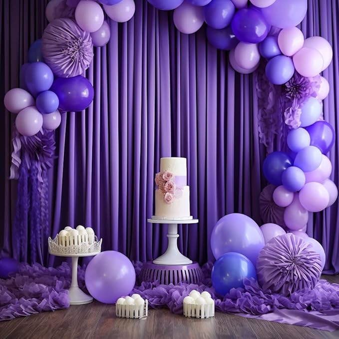 10 ft x 10 ft Wrinkle Free Purple Backdrop Curtain for Parties, Polyester Purple Photo Backdrop Drapes for Wedding Birthday Girls Party Mermaid Baby Shower,5ft x 10ft,2 Panels