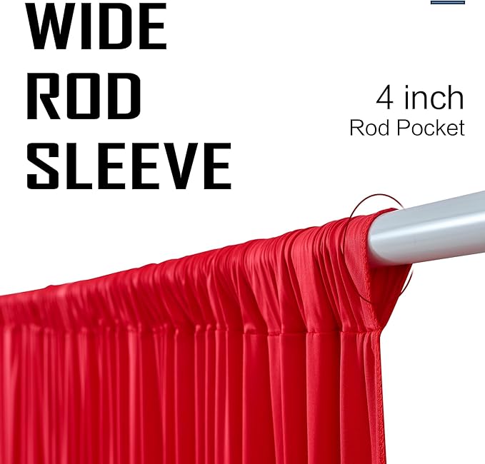gogoparti 50x12ft Red Backdrop Curtain for Wedding Parties, 10 Panels (5x12 ft Each) Wrinkle-Free Dackdrop Curtains, Silky Draping Fabric for Birthday Party, Baby Shower, Photo Background