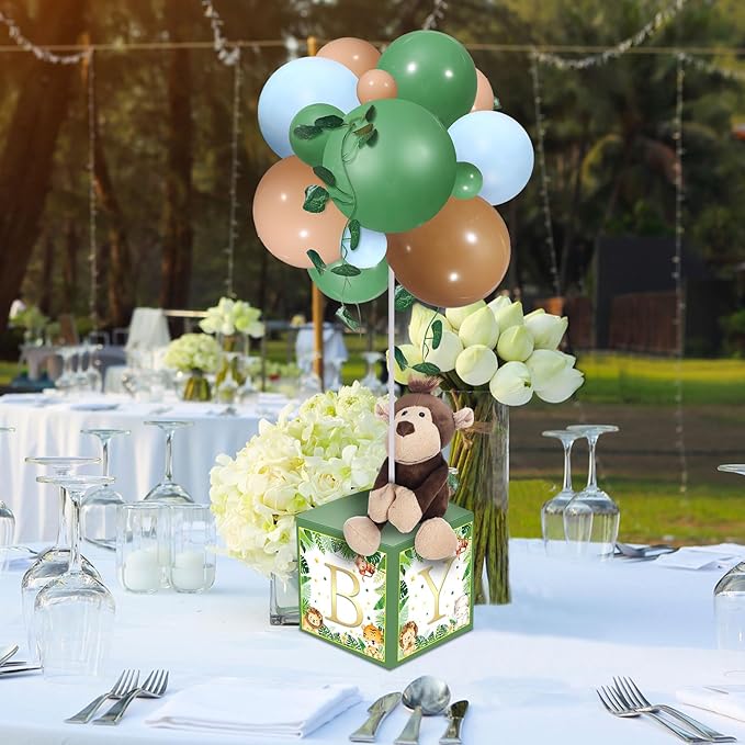 Lenwen 6 Sets Baby Letter Boxes Decorations Table Centerpieces for Baby Shower Gender Reveal,Bear Stuffed Animals Balloon with Stand Plush Toy Boxes for Birthday Party Wedding (Bear,Brown)
