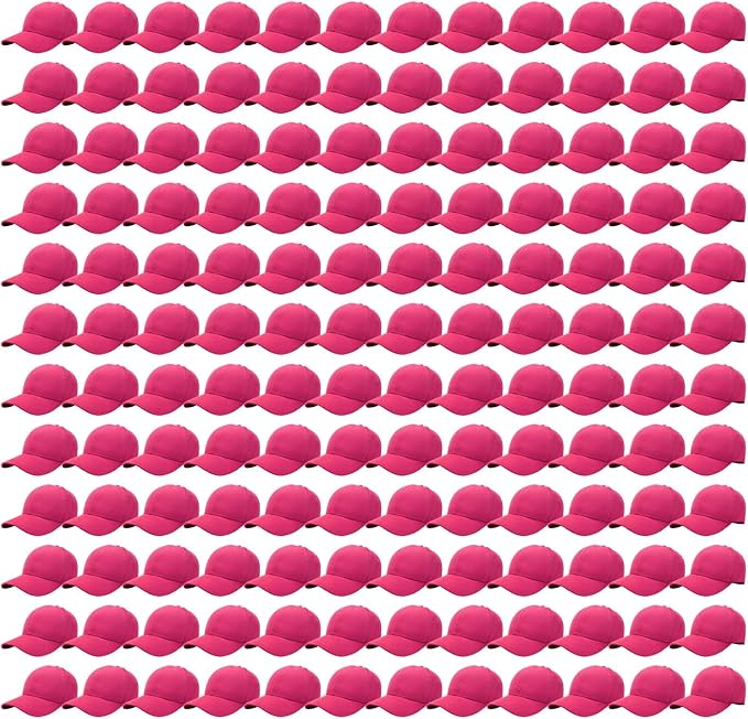 Falari 24/144 Pack Unisex Baseball Cap Bulk Wholesale Plain Blank Hat Adjustable Size