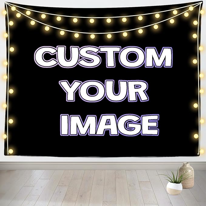 BELECO 10x10ft Fabric Custom Backdrop with Picture Logo Text Customize Your Design Personalized Background Banner Customized Backdrop Party Decor Living Room Tapestry Office Home Art Wall Hanging