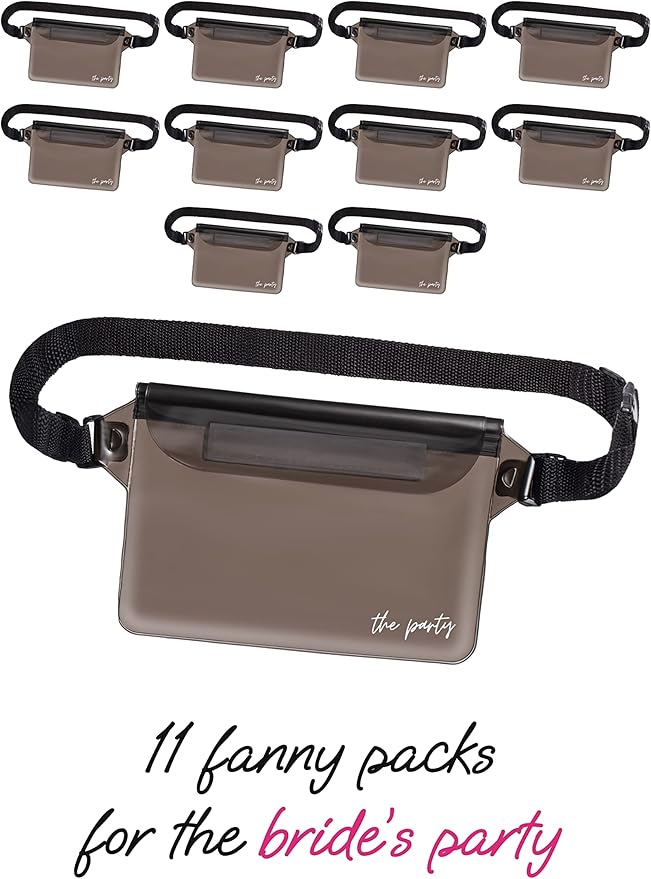 Waterproof Bachelorette Party Fanny Pack Set (12 Pack - Black) 1 “Wife of the Party” Bride Fanny Pack and 11 “The Party” Bachelorette Fanny Packs | Bachelorette Party Favors I Bachelorette Gifts