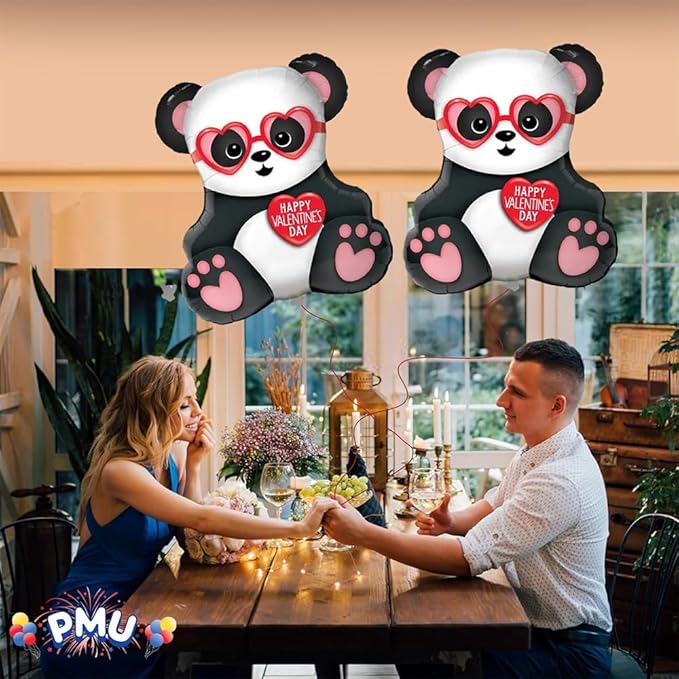 PMU Valentine's Day Balloons Panda Bear 32in Mylar-Foil Balloon (25/pkg) Pkg/1