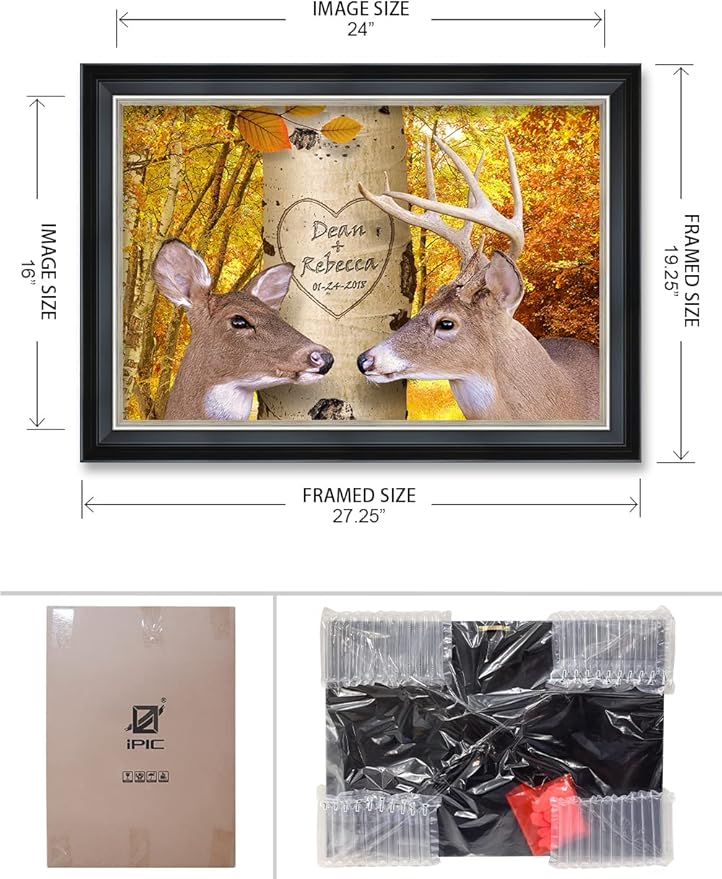 IPIC - Oh My Dear, Personalized Wall Art with Names and Date on, Giclee Prints with Solid Wood Frame, Custom Memorial Gifts for Wedding Anniversary. Total Framed Size: 27.25" W x 19.25" H