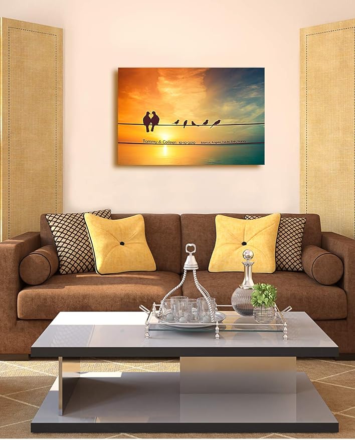 IPIC - We Are Family Personalized Artwork with Names, Customized Gift for Anniversary, Giclee Canvas Wall Art. 24x16