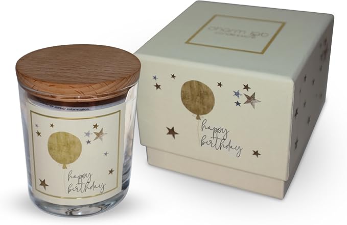 CharmLab Candle - Happy Birthday, Wood & Spice Sandalwood Scented, Natural Bio Wax, 12 oz Jar, Long Lasting, Up to 40 Hours Burn Time, Birthday Gifts for Women, Men, Mom, Dad, Sister, Teacher, Friends