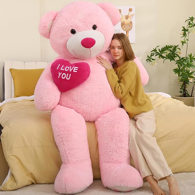 Tezituor Giant Teddy Bear Stuffed Animals 6 Feet - “I Love You”Red Heart Human Size Teddy Bear for Girlfriend,Boyfriend,Wife,Lover-Birthday, Anniversary, Valentines, or Long Distance