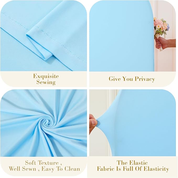 Baby Blue Photo Arch Backdrop Cover Set of 2 for Baby Shower Party 7.2ft and 6ft Arch Covers Stretchy Backdrop Spandex Arch Stand Covers for Boys Birthday Bridal Shower Ceremony Banquet Background