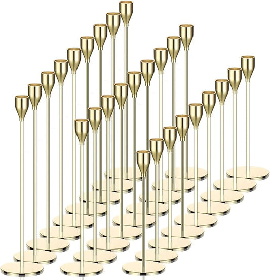 27 Pack Candles Holder, 9 Sets Taper Candlestick Holders Fit 0.75 Inch Thick Pillar Candles, Long Candle Sticks Centerpiece Decor for Home Wedding Dinning Party Anniversary(Gold)