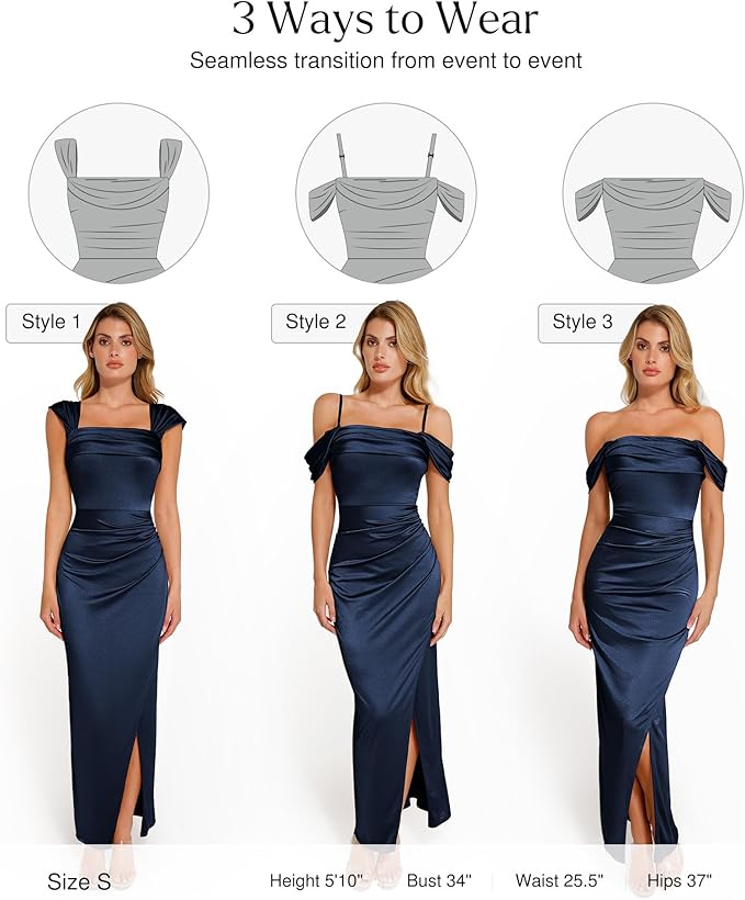 Popilush Womens Shapewear Maxi Dress Multi Way Wear Off The Shoulder Bodycon Long Cocktail Formal Dresses